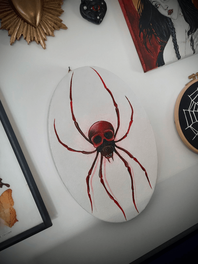 Peinture sur toile - Veuve rouge