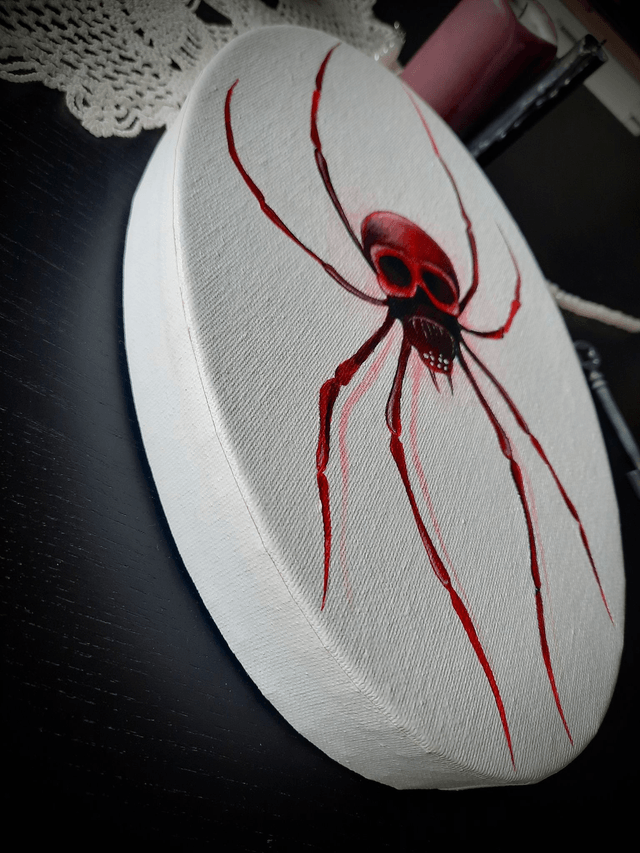 Peinture sur toile - Veuve rouge