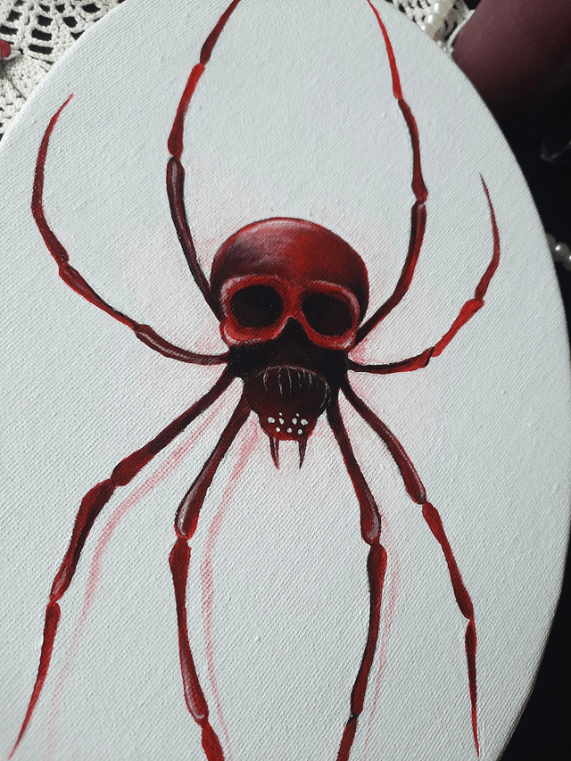 Peinture sur toile - Veuve rouge